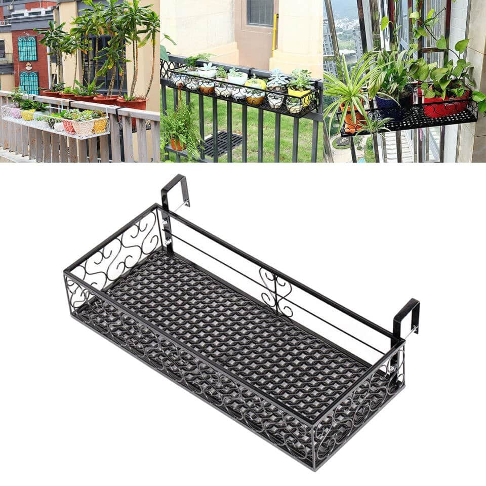 Support de jardinière en fonte métallique pour balcon 60x20x12cm