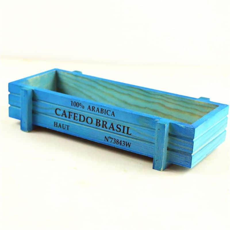 Cache-pot en bois de forme rectangulaire disponible en plusieurs couleurs Bleu