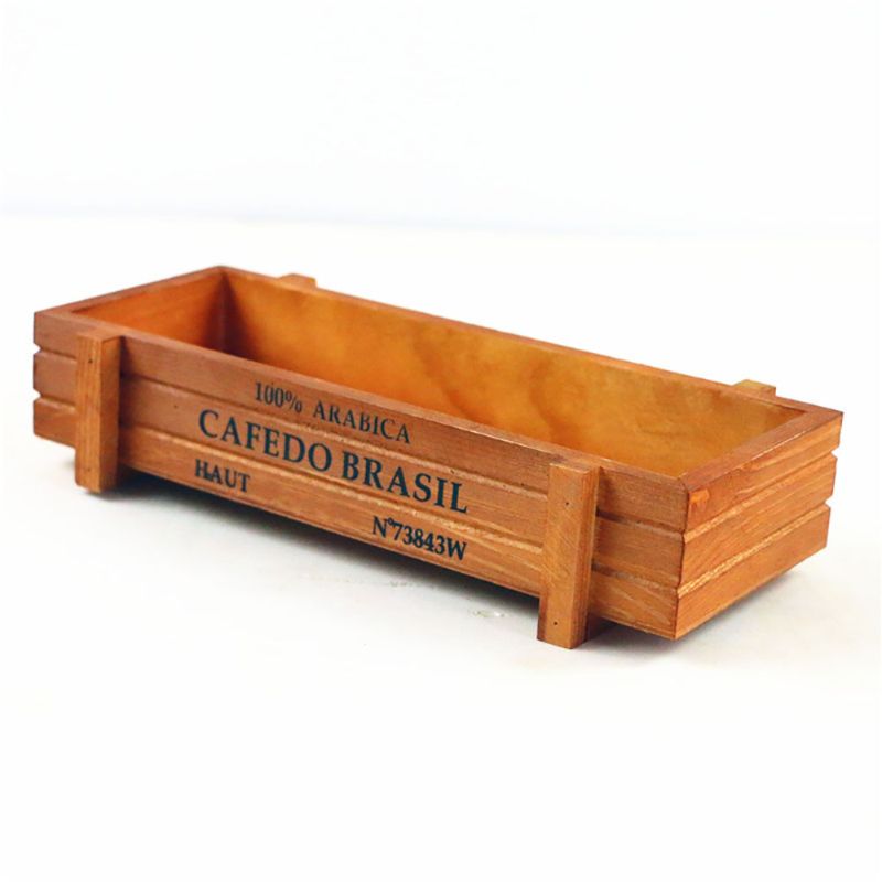 Cache-pot en bois de forme rectangulaire disponible en plusieurs couleurs Marron