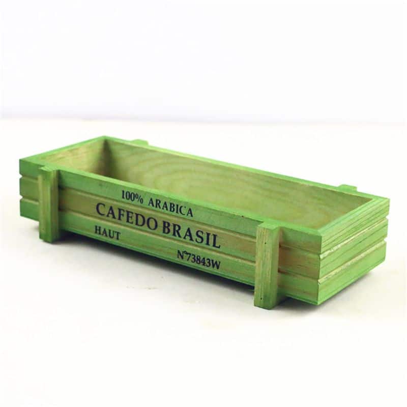 Cache-pot en bois de forme rectangulaire disponible en plusieurs couleurs Vert
