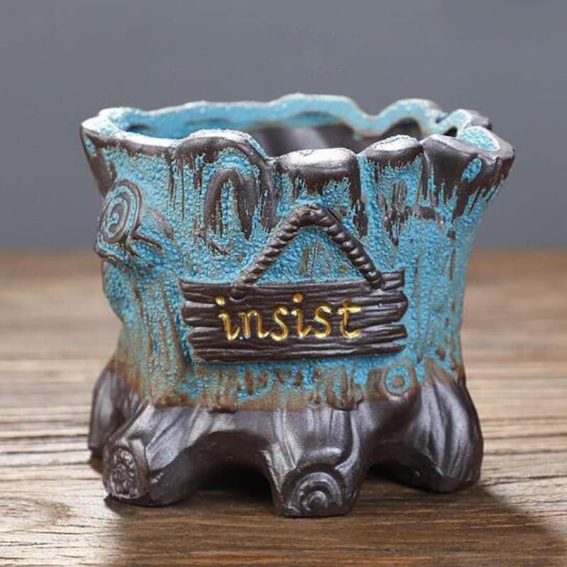 Cache-pot en céramique avec motif fait à la main 11x9cm