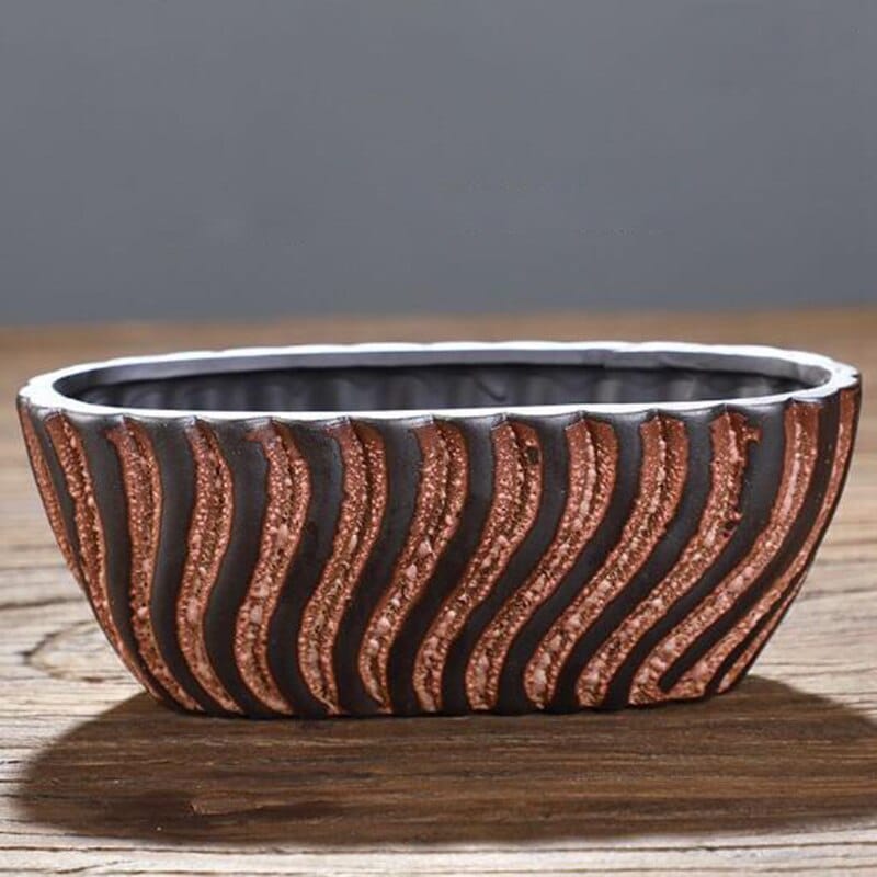 Cache-pot en céramique avec motif fait à la main 18x8.2x6.5cm
