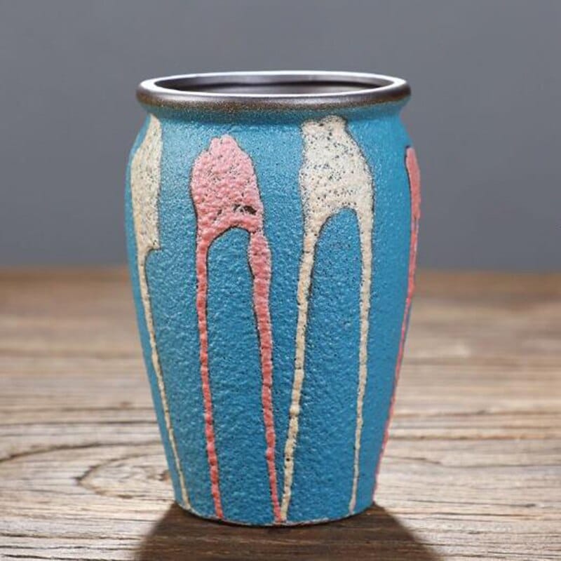 Cache-pot en céramique avec motif fait à la main 8.5x13.5cm