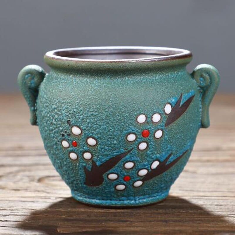 Cache-pot en céramique avec motif fait à la main 8x8cm