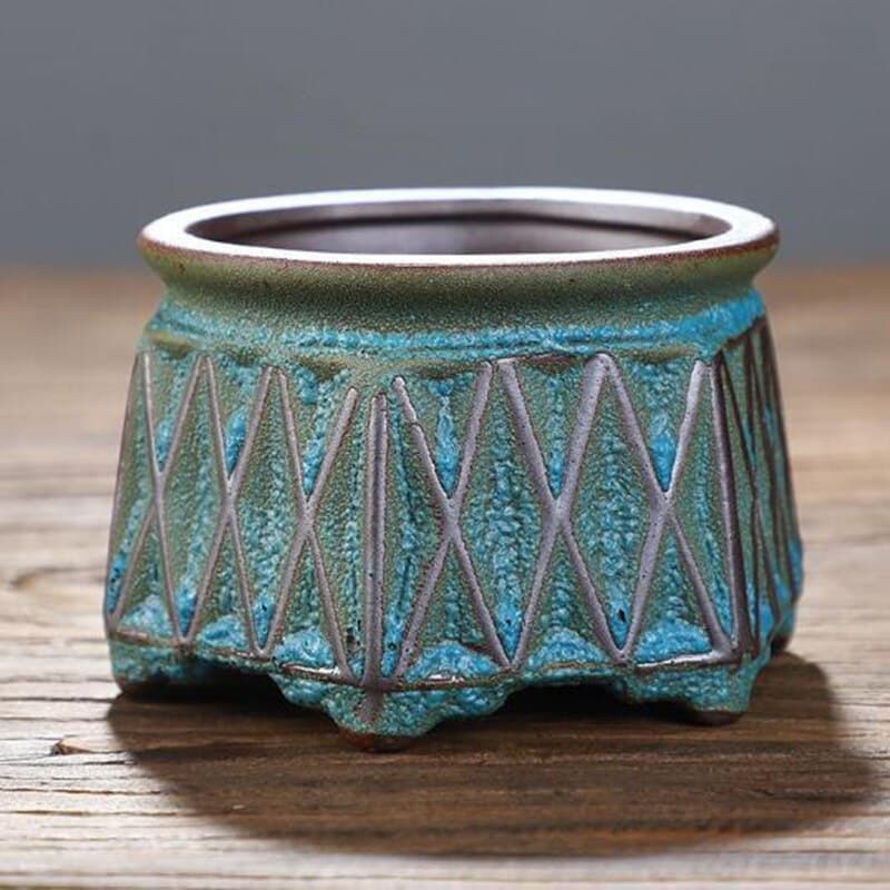 Cache-pot en céramique avec motif fait à la main 9.5x7cm