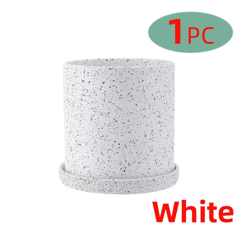 Cache-pot en céramique avec plateau Blanc 17x17x18cm