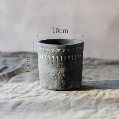 Cache-pot en céramique noir design rétro 10 cm