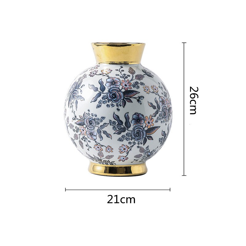 Cache-pot en céramique style asiatique vintage bouteille 26 cm