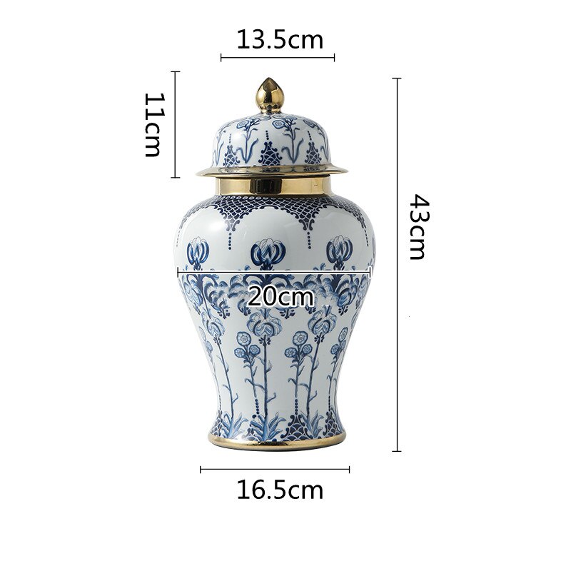 Cache-pot en céramique style asiatique vintage bouteille 43 cm