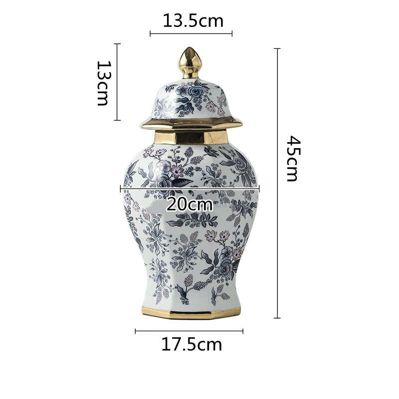 Cache-pot en céramique style asiatique vintage bouteille 45 cm