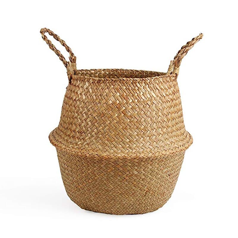 Cache-pot en rotin sous forme de panier avec pompon pour décoration intérieure_10
