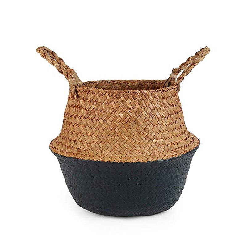 Cache-pot en rotin sous forme de panier avec pompon pour décoration intérieure_16