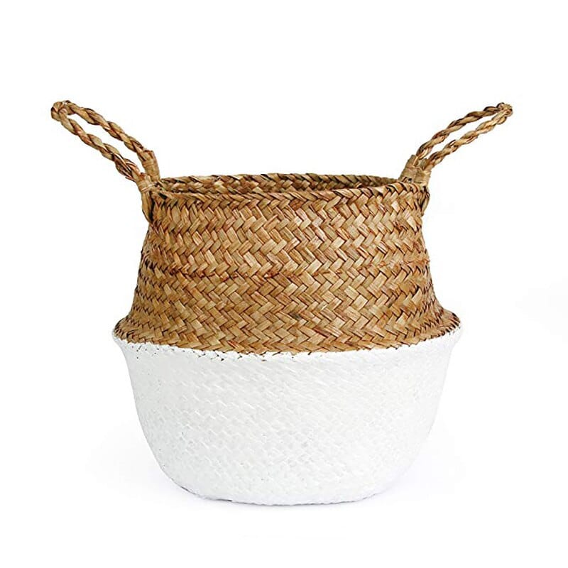 Cache-pot en rotin sous forme de panier avec pompon pour décoration intérieure_19