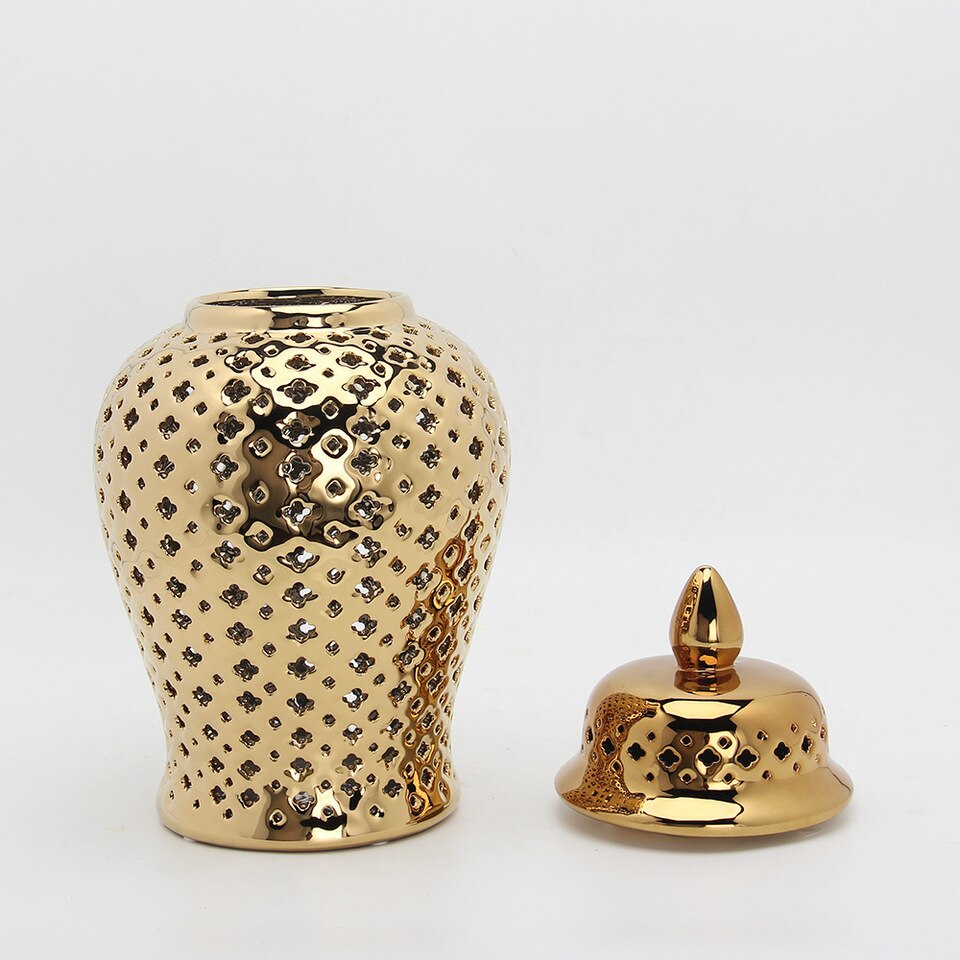 Cache Pot doré en céramique style japonais_6