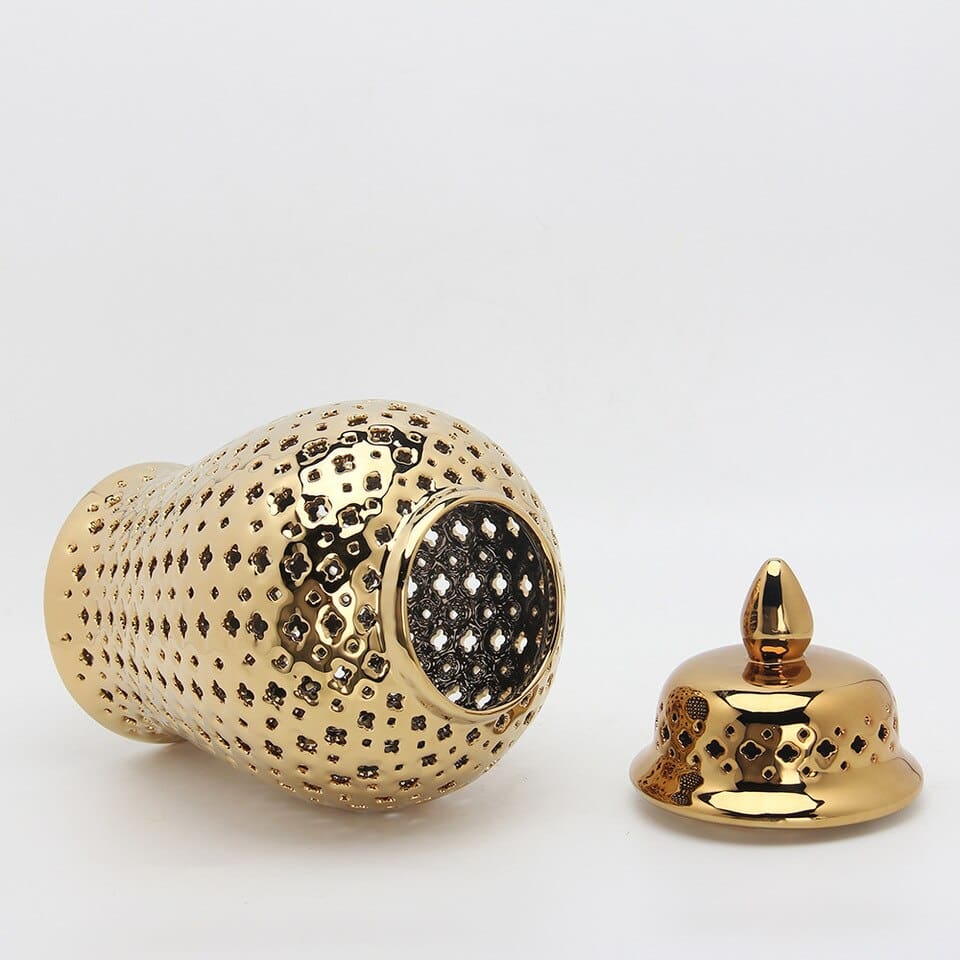 Cache Pot doré en céramique style japonais_9