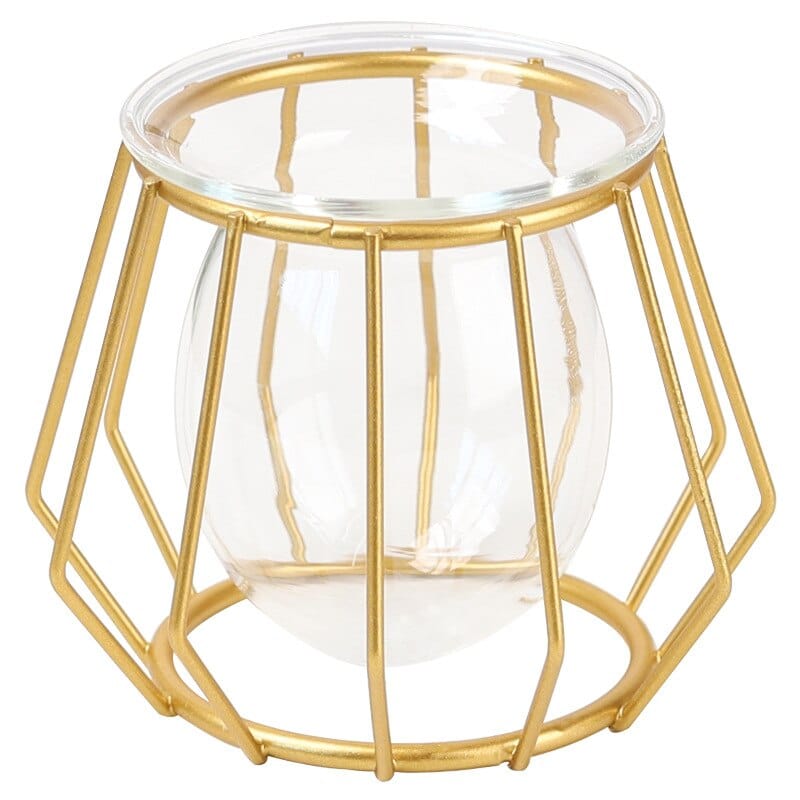 Cache Pot doré en fer style géométrique imitant une cage_14
