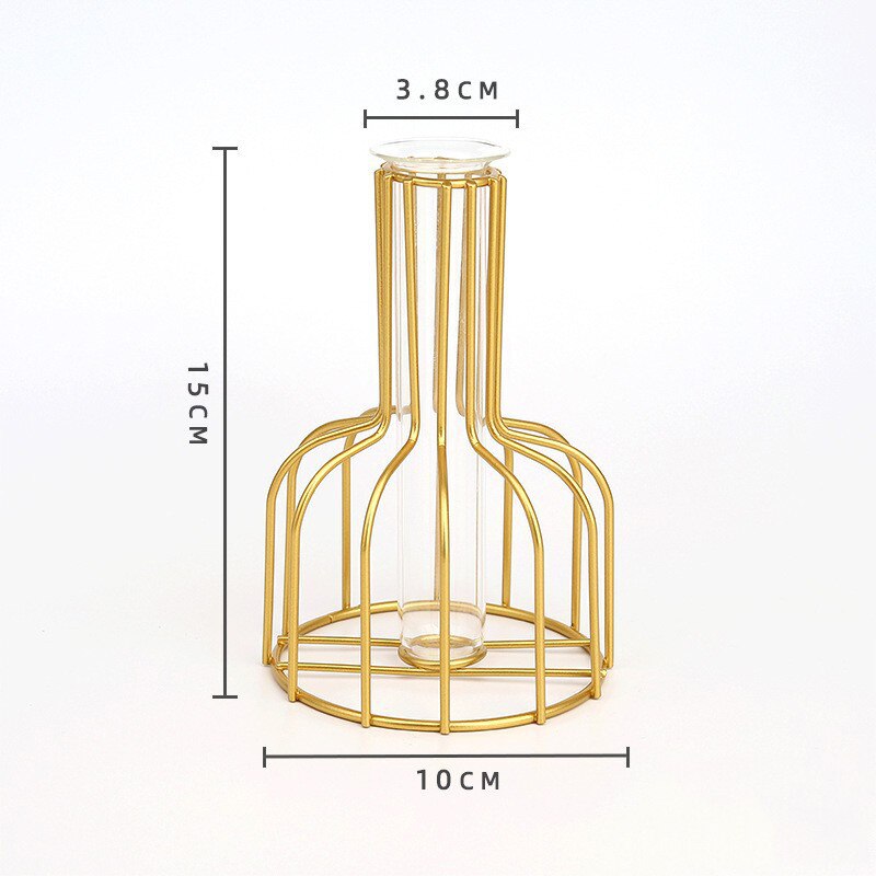 Cache Pot doré en fer style géométrique imitant une cage 9