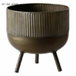 Cache Pot en métal couleur bronze avec support_8