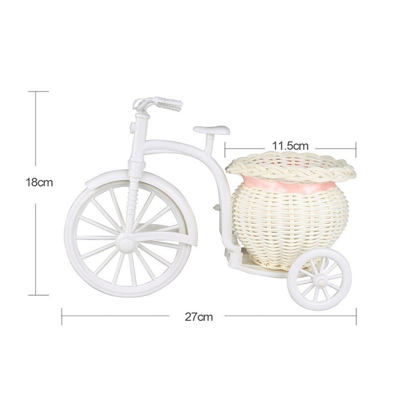 Cache pot blanc imitant un tricycle pour décoration intérieur_4