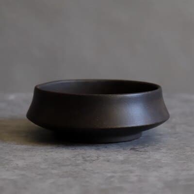 Cache pot de terre cuite plate pour décoration de table Noir Dia12cmH5cm