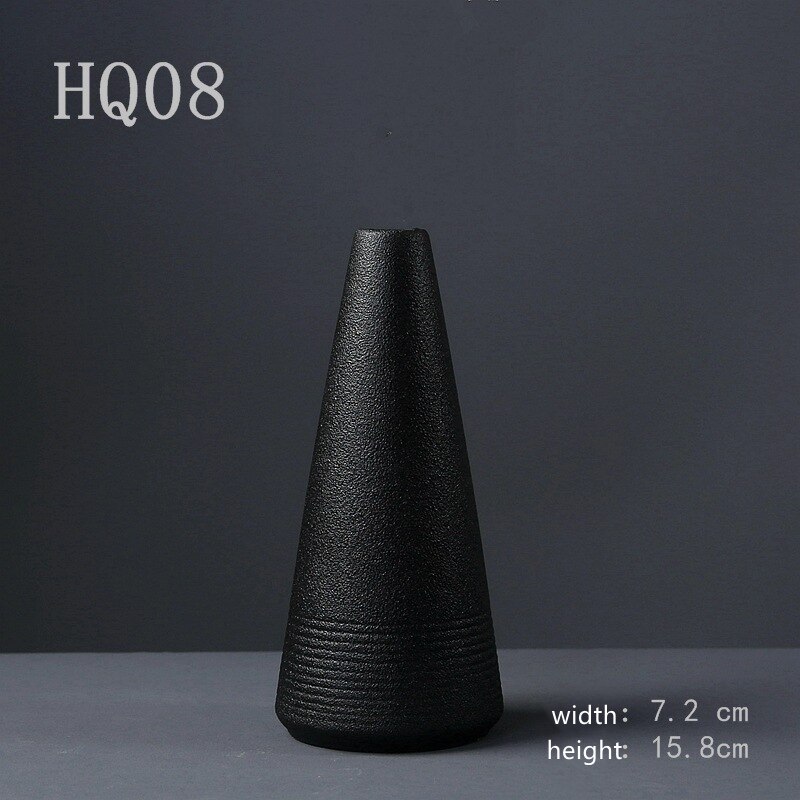 Cache pot design chinois de couleur noir unie 15.8 cm