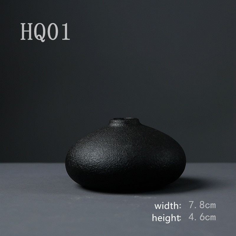 Cache pot design chinois de couleur noir unie 4.6 cm