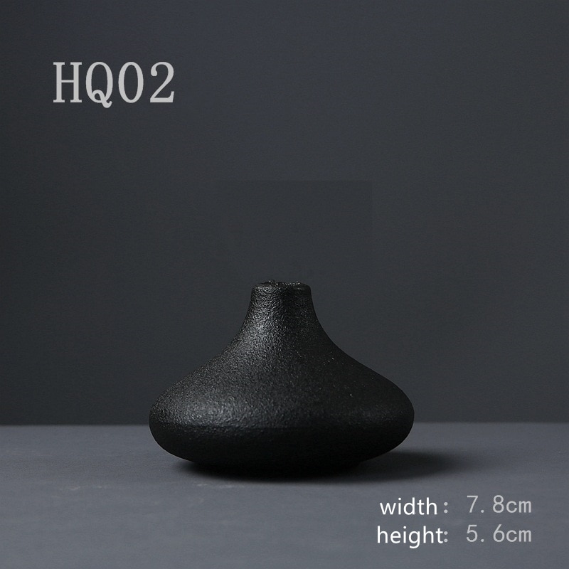 Cache pot design chinois de couleur noir unie 5.6 cm