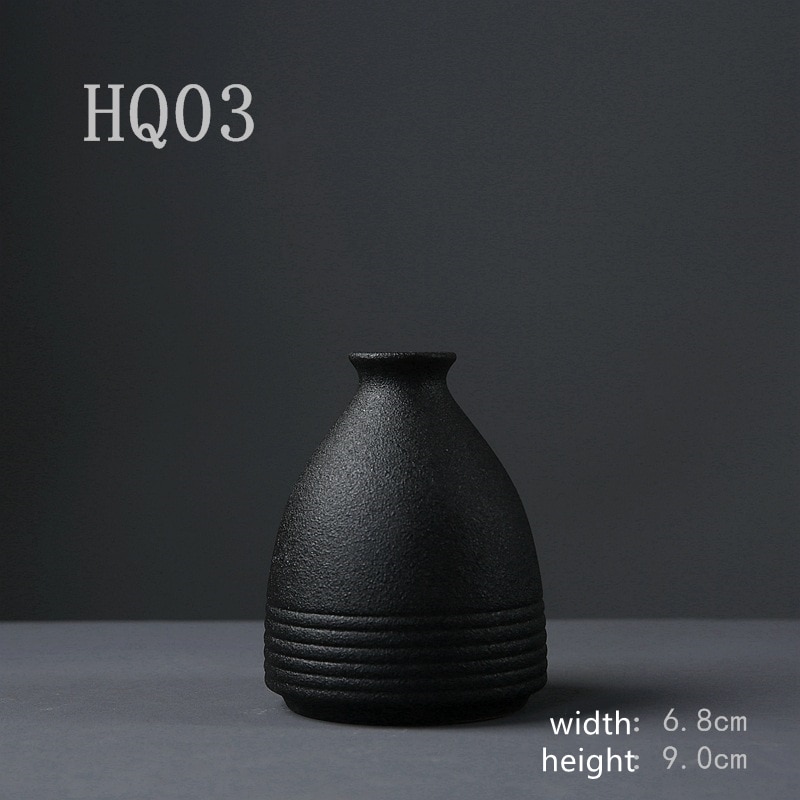 Cache pot design chinois de couleur noir unie 9 cm