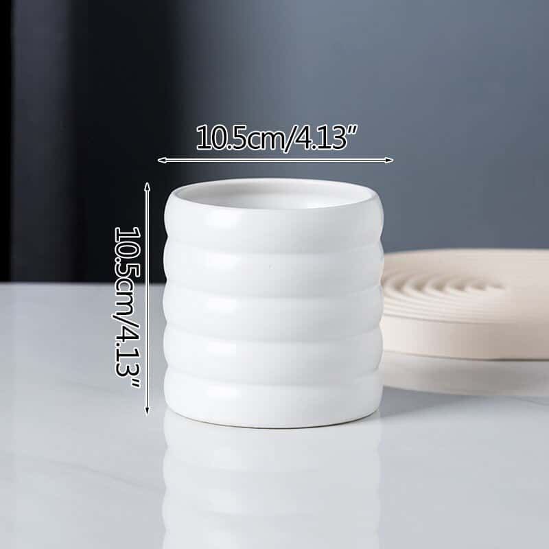 Cache pot en céramique à filetage de marbre pour décoration Blanc
