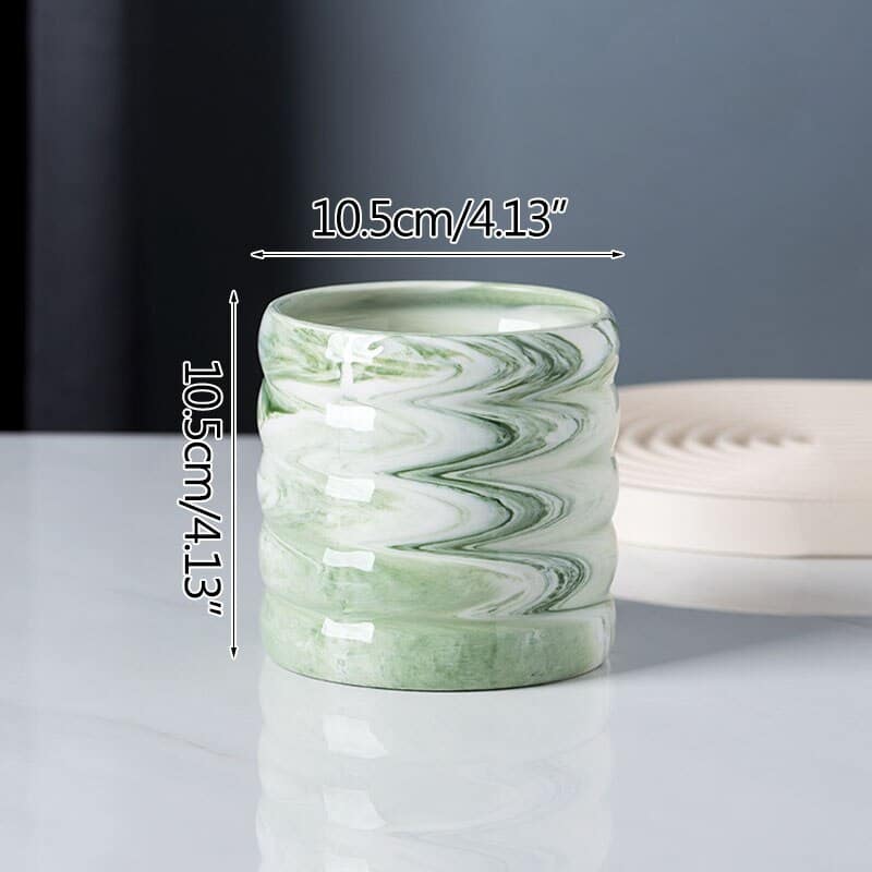 Cache pot en céramique à filetage de marbre pour décoration Vert