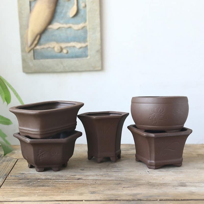 Cache pot en céramique style poterie grossière pour jardin intérieure_1