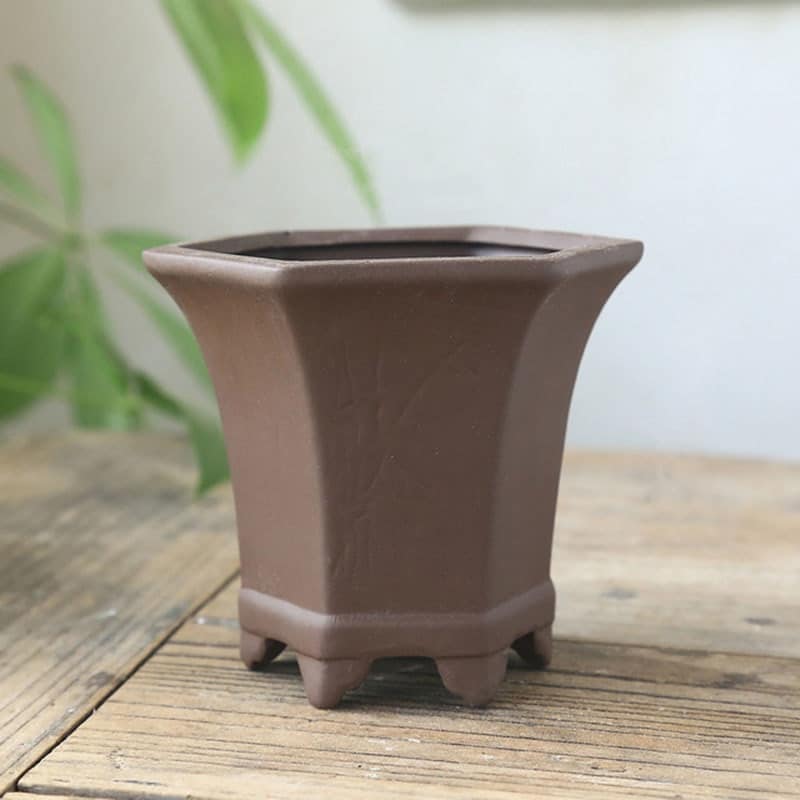 Cache pot en céramique style poterie grossière pour jardin intérieure 9.2x9cm