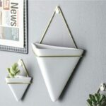 Cache pot en céramique suspendu de forme triangulaire_5