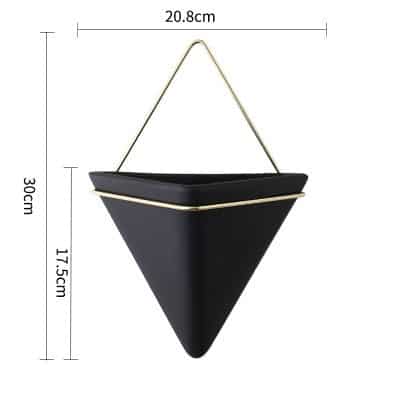 Cache pot en céramique suspendu de forme triangulaire Noir-L