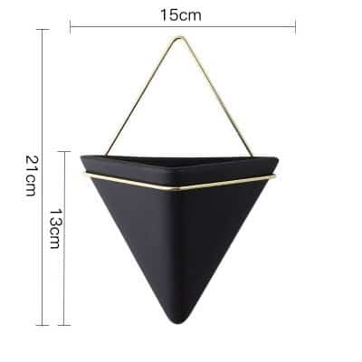 Cache pot en céramique suspendu de forme triangulaire Noir-M