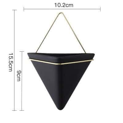 Cache pot en céramique suspendu de forme triangulaire Noir-S